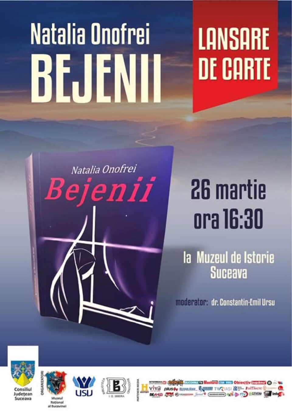 Lansarea cărții ,,Bejenii”, semnată de scriitoarea Natalia Onofrei, joi, la Muzeul de Istorie