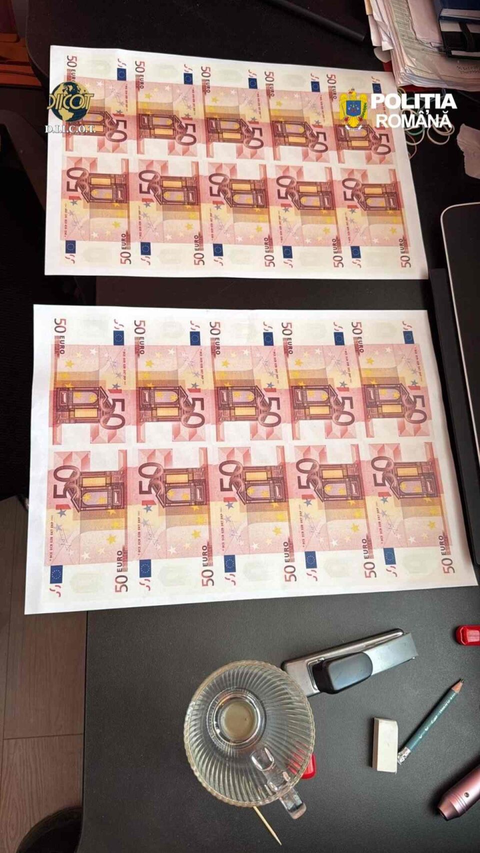 Fabrică de bani în județul Suceava. 1,2 milioane de euro falși, ridicați de procurorii de la DIICOT