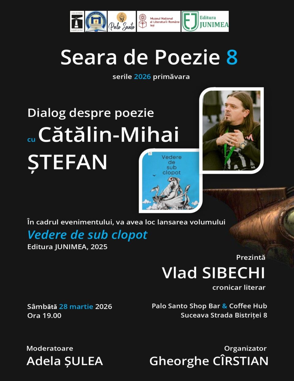 Dialog despre poezie cu poetul Cătălin-Mihai Ștefan, sâmbătă, la Cafeneaua Palo Santo