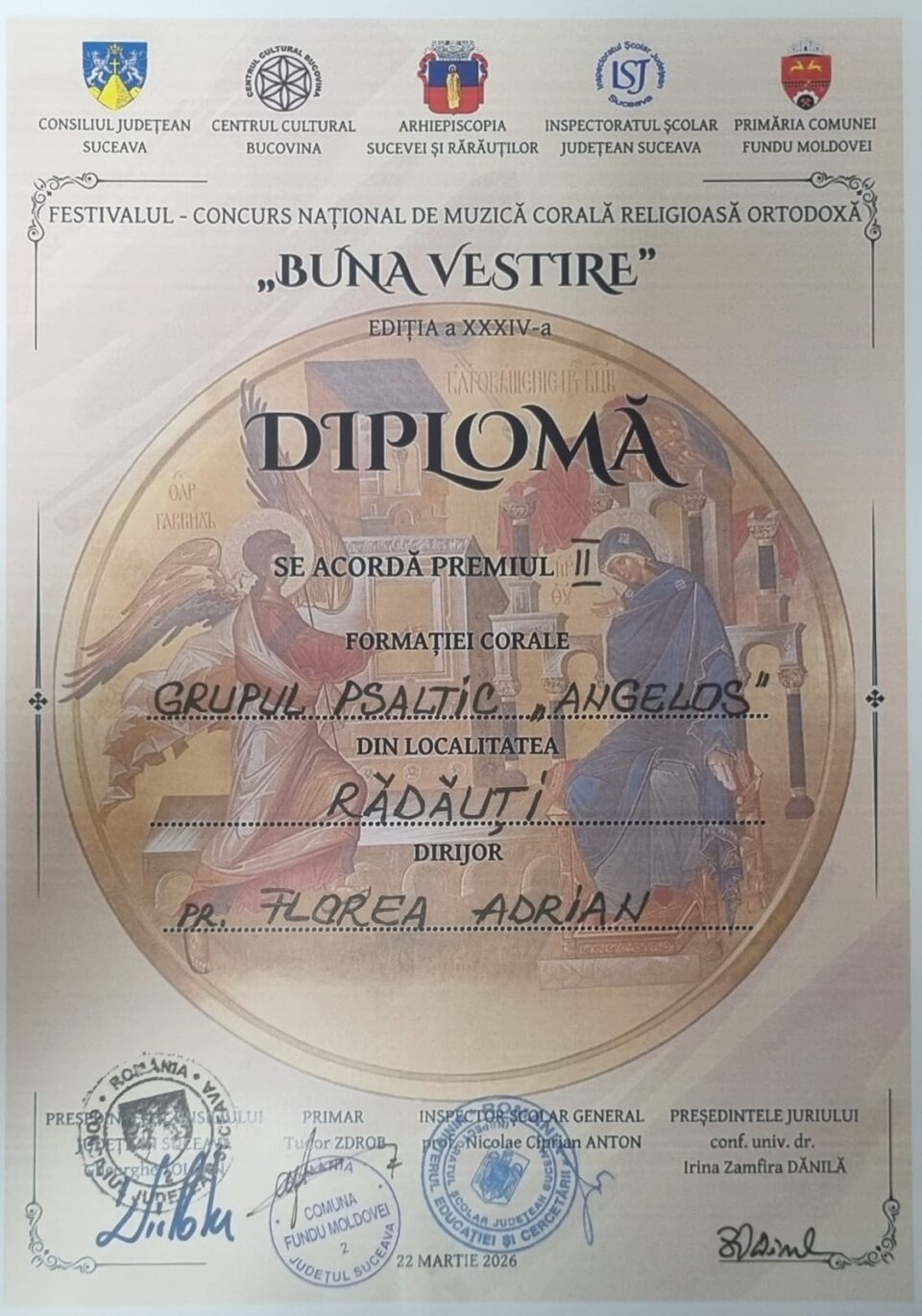 27 de formații corale au concurat la Festivalul-Concurs Național de Muzică Corală Religioasă Ortodoxă „Buna Vestire”