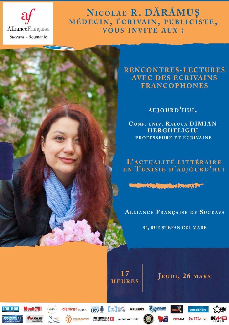 Conf. univ. dr. Raluca Dimian, invitată la un eveniment cultural organizat de Alianța Franceză din Suceava