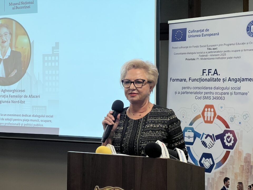 președinta Federației Femeilor de Afaceri din Regiunea de Nord-Est, Liliana Agheorghicesei