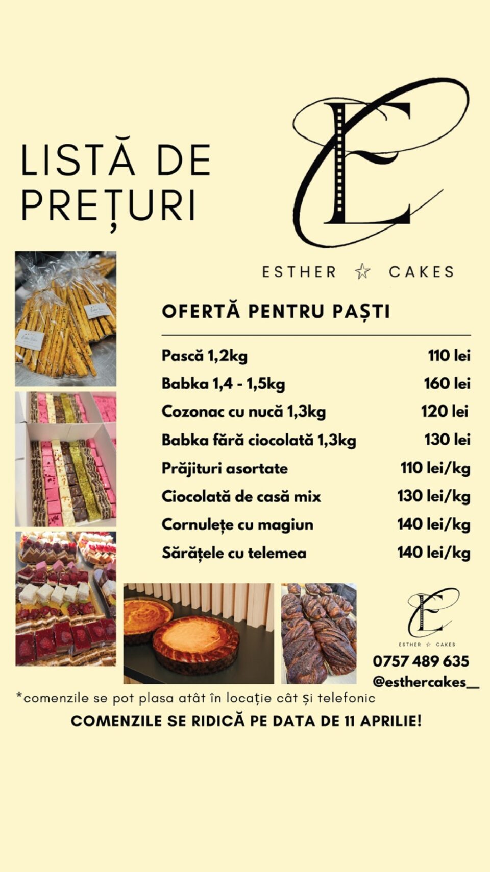 Comandă bunătăți pentru Paște de la Esther Cakes: babka, cozonac, pască și deserturi savuroase