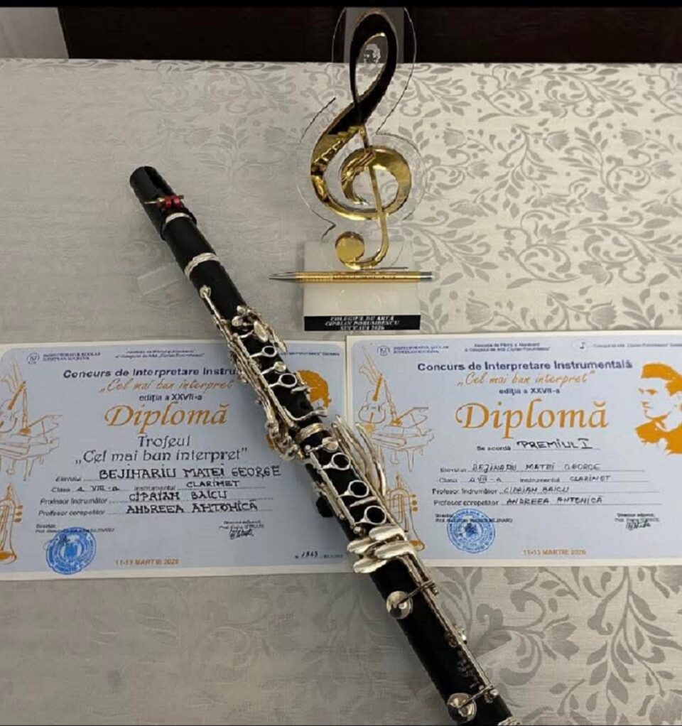 Matei George Bejinariu, clarinet, este câștigătorul concursului ”Cel mai bun interpret”