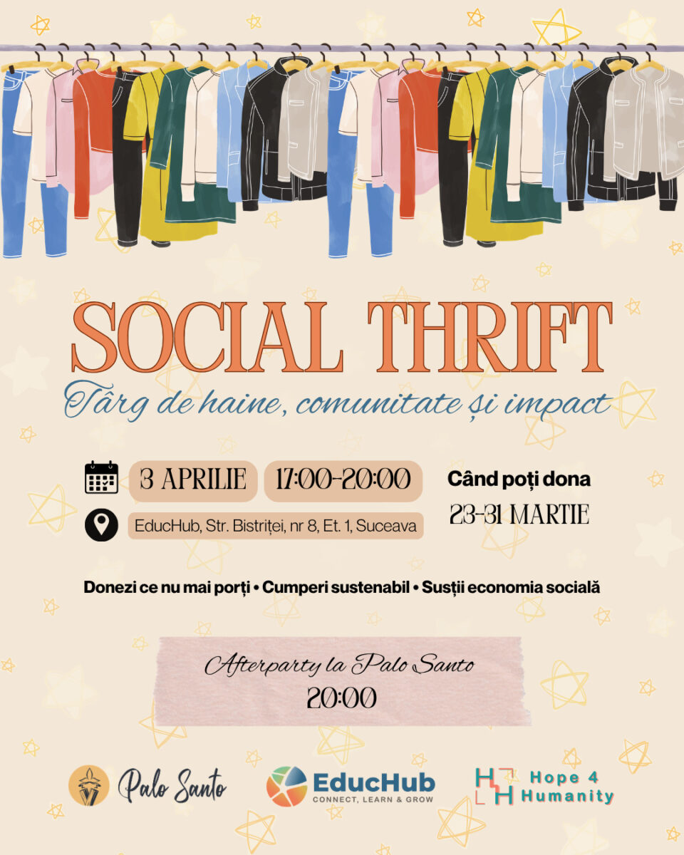 Social Thrift - Târg de haine donate de comunitate, pentru susținerea tinerilor din medii vulnerabile
