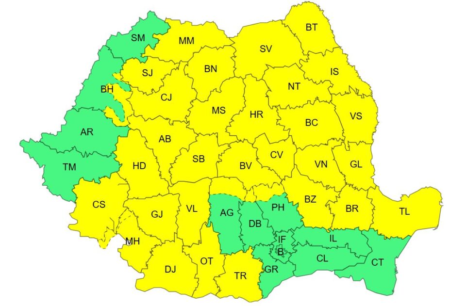 Cod galben de vânt pentru marţi, 7 aprilie