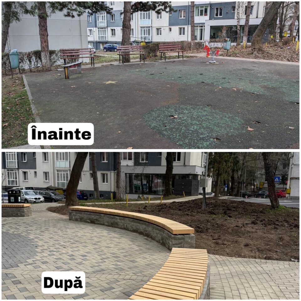 Amenajarea scuarului de lângă fostul restaurant Național din municipiul Suceava a fost finalizată