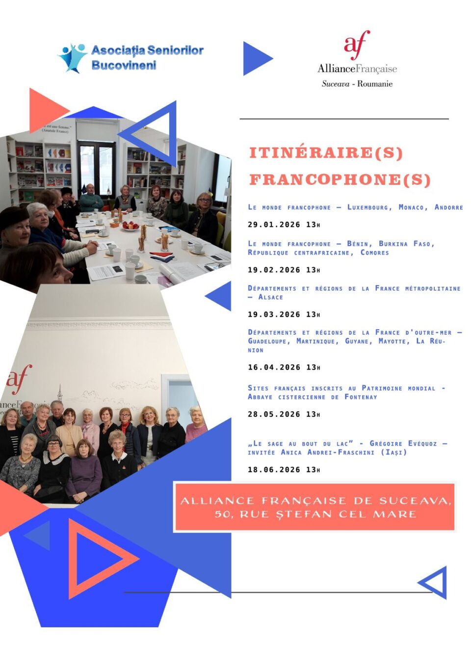 O nouă activitate destinată cunoaşterii lumii francofone, organizată la Alianța Franceză din Suceava O nouă activitate destinată cunoaşterii lumii francofone, organizată la Alianța Franceză din Suceava
