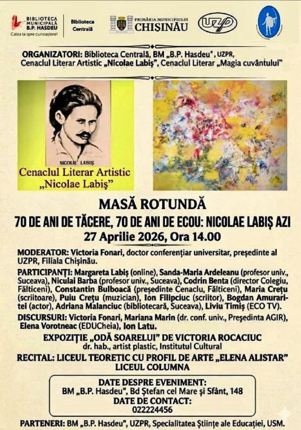 Acțiunea „70 de ani de tăcere, 70 de ani de ecou: Nicolae Labiș”, la Chișinău