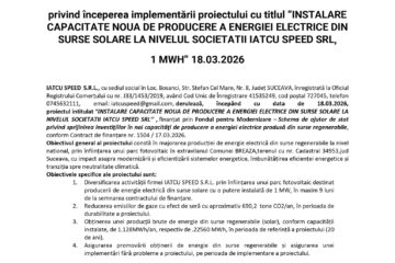 INSTALARE CAPACITATE NOUA DE PRODUCERE A ENERGIEI ELECTRICE DIN SURSE SOLARE LA NIVELUL SOCIETATII IATCU SPEED SRL, 1 MWH INSTALARE CAPACITATE NOUA DE PRODUCERE A ENERGIEI ELECTRICE DIN SURSE SOLARE LA NIVELUL SOCIETATII IATCU SPEED SRL, 1 MWH