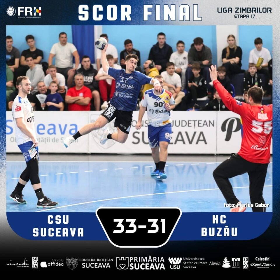 CSU Suceava răpune în manieră entuziasmantă echipa de pe locul doi, HC Buzău. Foto: Marius Gabor.