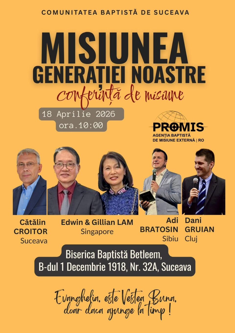 Președintele Uniunii Baptiste din Singapore, în vizită în Comunitatea Baptistă de Suceava