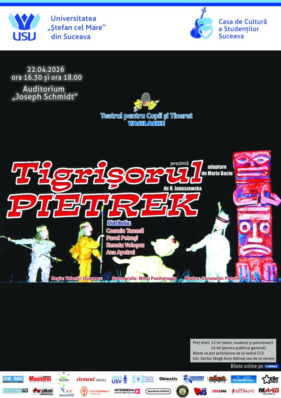 Spectacol de teatru pentru copii „Tigrișorul Pietrek”, la Universitate
