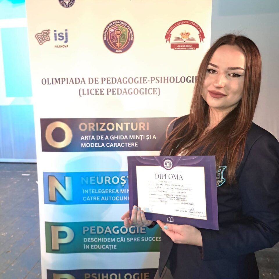 Premiul I, secțiunea Pedagogie, clasa a XII-a, Grozav Ana Emanuela