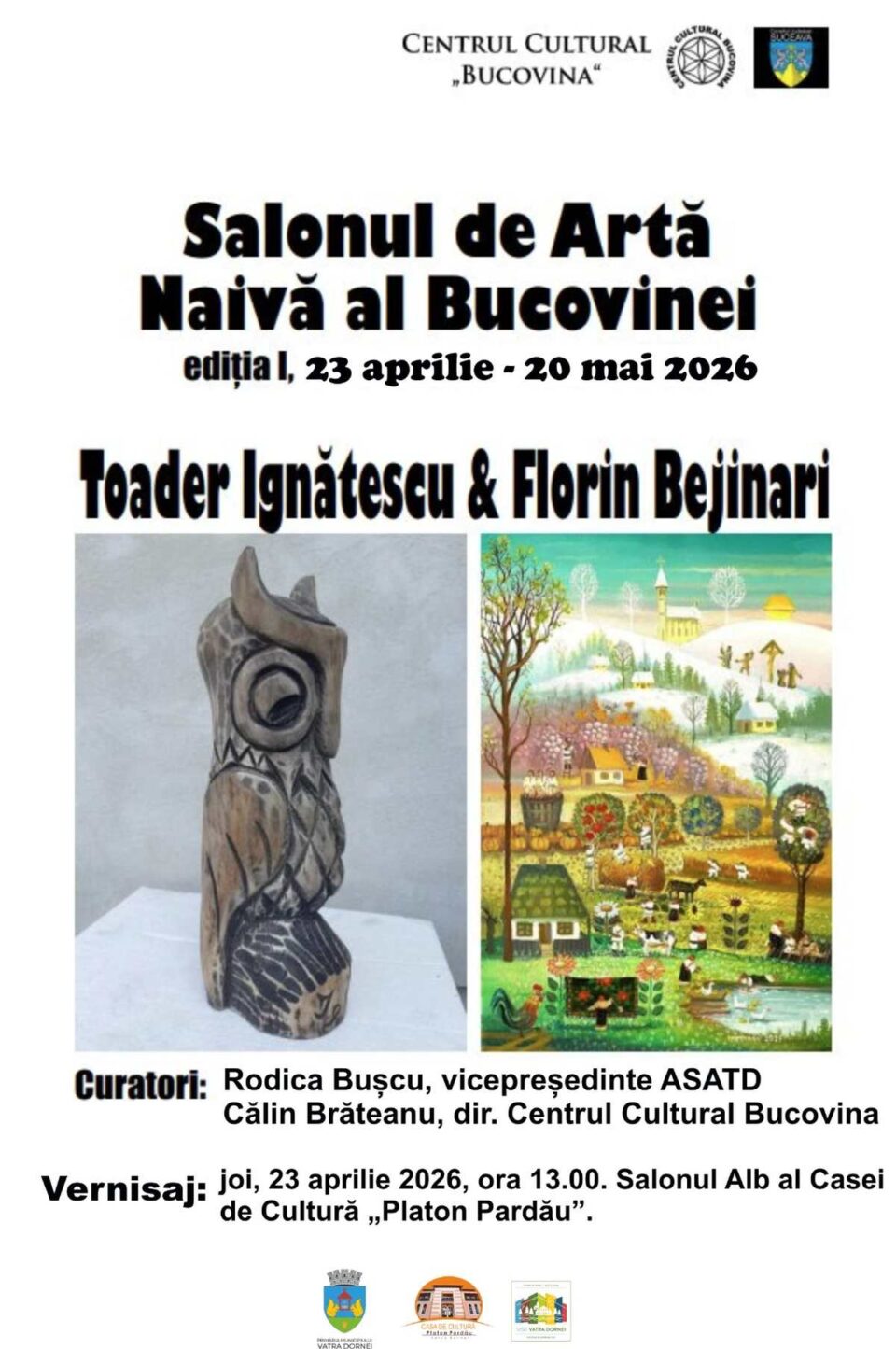 „Salonul de Artă Naivă al Bucovinei”, joi, la Casa de Cultură din Vatra Dornei