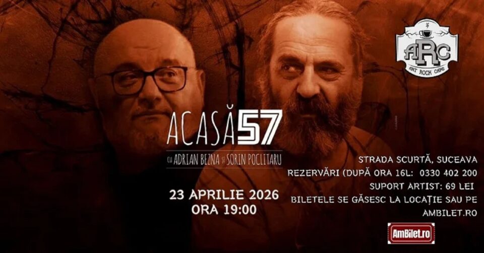 „Acasă 57”, concert cu Adrian Bezna și Sorin Poclitaru, la Art Rock Cafe Suceava