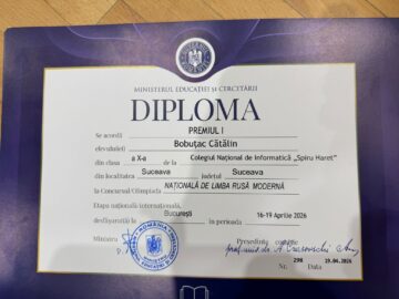 Șase distincții, dintre care trei premii I, la Olimpiada de Limba rusă modernă