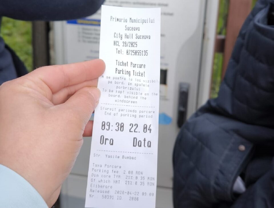 Tichet de plată pentru parcare