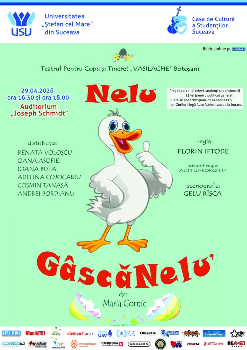 Spectacolul pentru copii „Nelu GâscăNeluʼ”, la Universitate