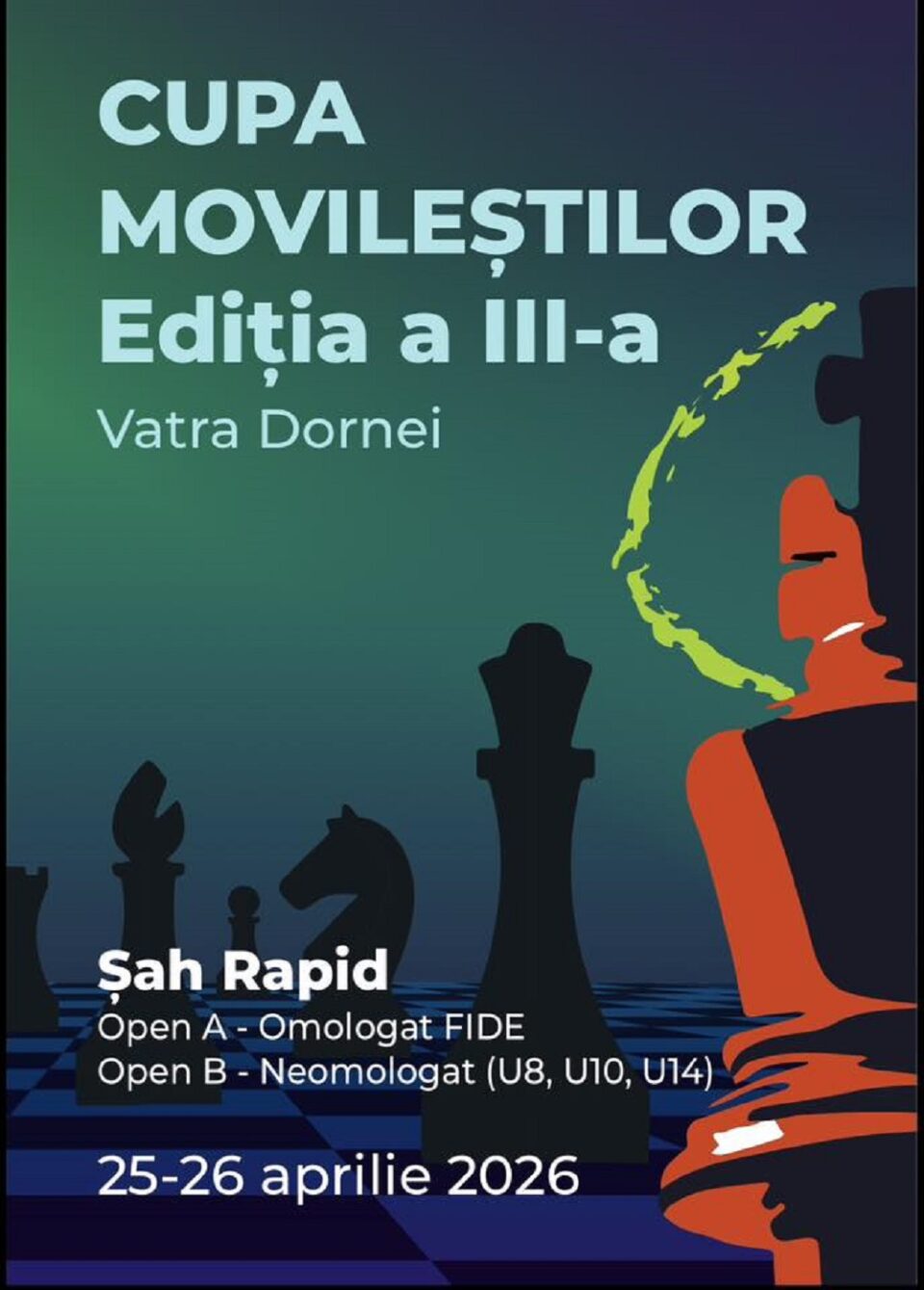 Aproximativ 200 de jucători de șah, înscriși la Cupa Movileștilor, ediția a III-a, la Vatra Dornei