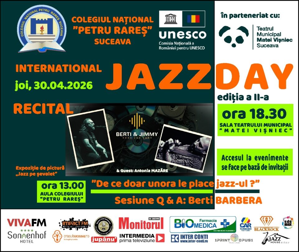 Ziua internațională a jazzului, sărbătorită la Colegiul Național „Petru Rareș” Suceava