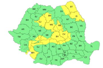 Jumătatea estică a județului Suceava, plasată sub Cod galben de vânt