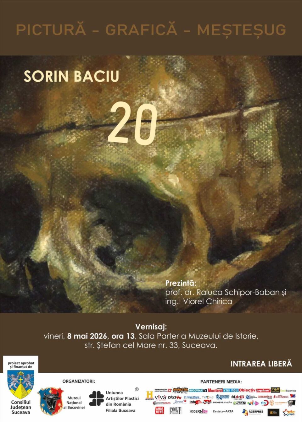 Expoziția de artă plastică „20”, semnată de pictorul și graficianul Sorin Baciu, la Muzeul de Istorie