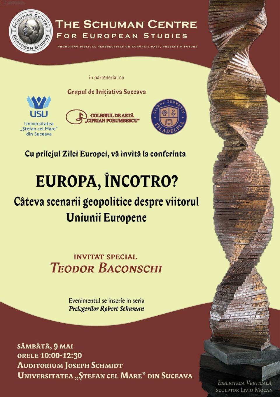 Diplomatul Teodor Baconschi va conferenția la universitatea din Suceava, de Ziua Europei