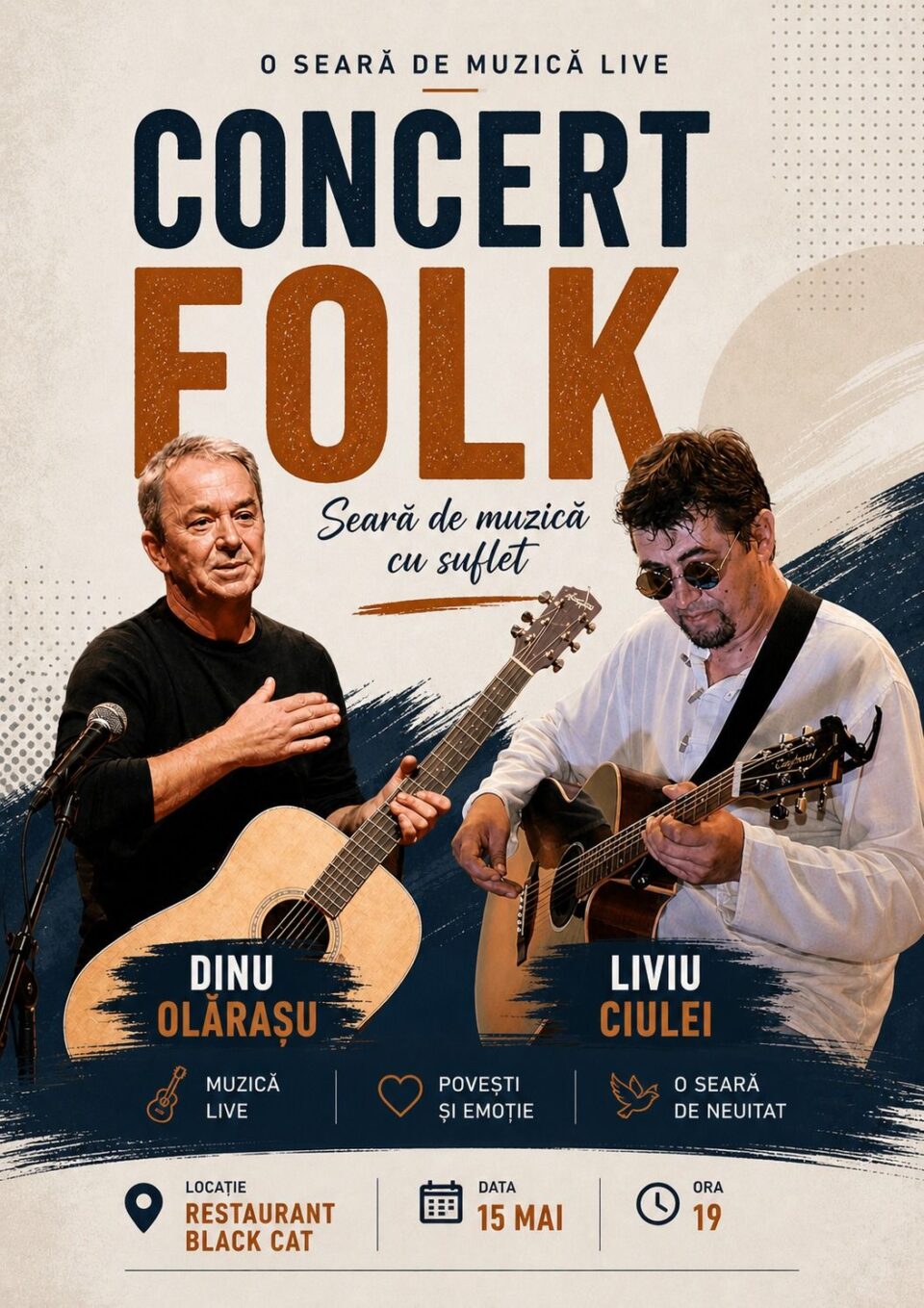 Concert folk cu Dinu Olărașu și Liviu Ciulei, la Siret