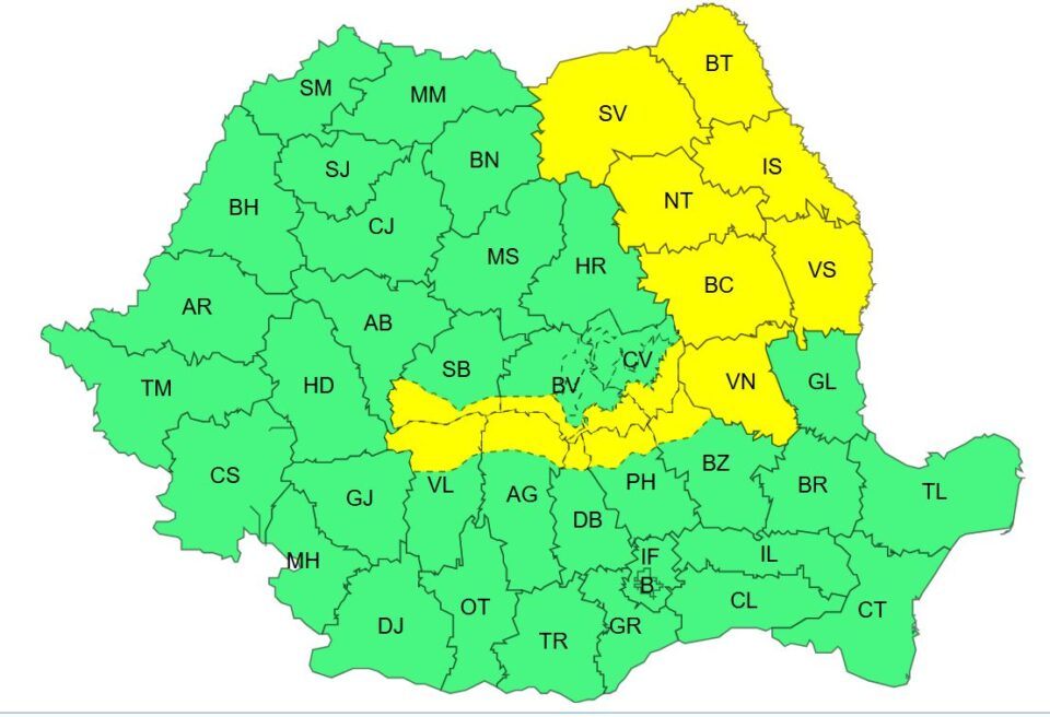 Ploi abundente și instabilitate atmosferică, vineri și sâmbătă