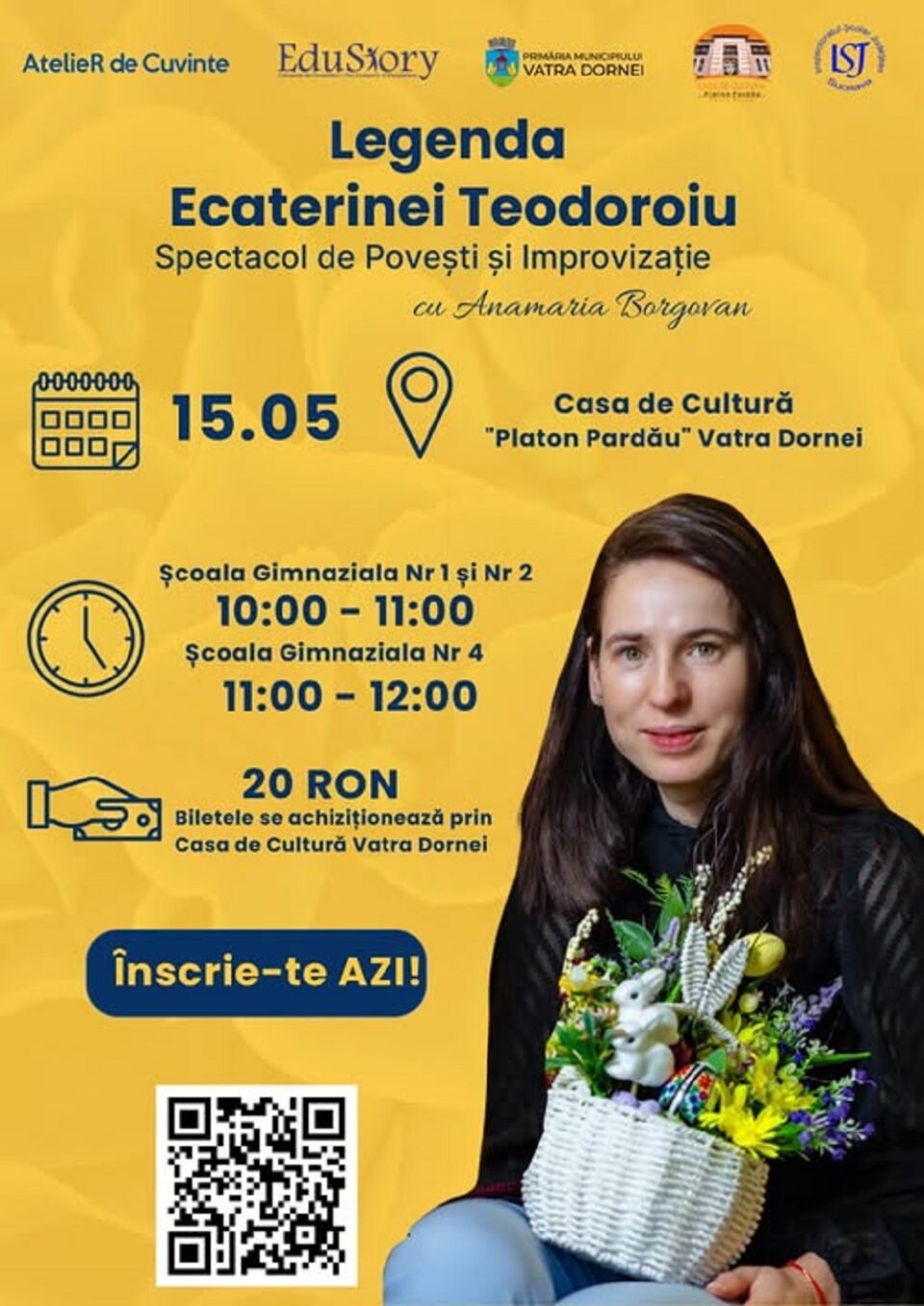 „Legenda Ecaterinei Teodoroiu”, spectacol de povești și improvizație, la Vatra Dornei