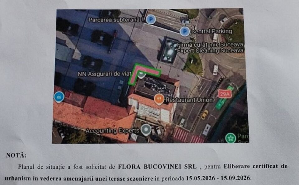 Plan de situatie aprobat pentru terasa restaurantului Union