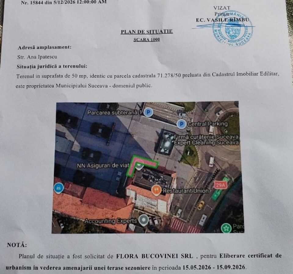 Plan de situatie aprobat pentru terasa restaurantului Union