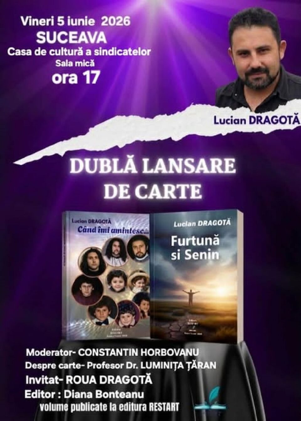 Lucian Dragotă lansează două cărți la Suceava