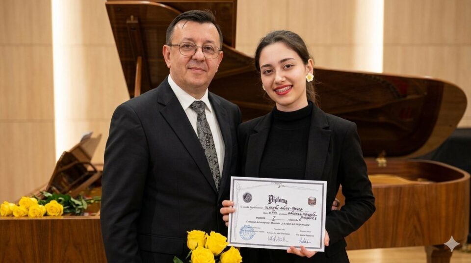 Andra Olteanu și profesorul Johannes Raimund Onesciuc