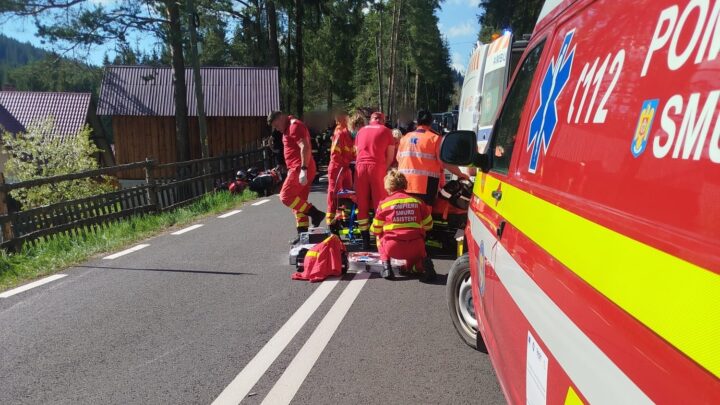 Accident grav, în zona Pasului Palma, cu o motocicleta şi un autoturism