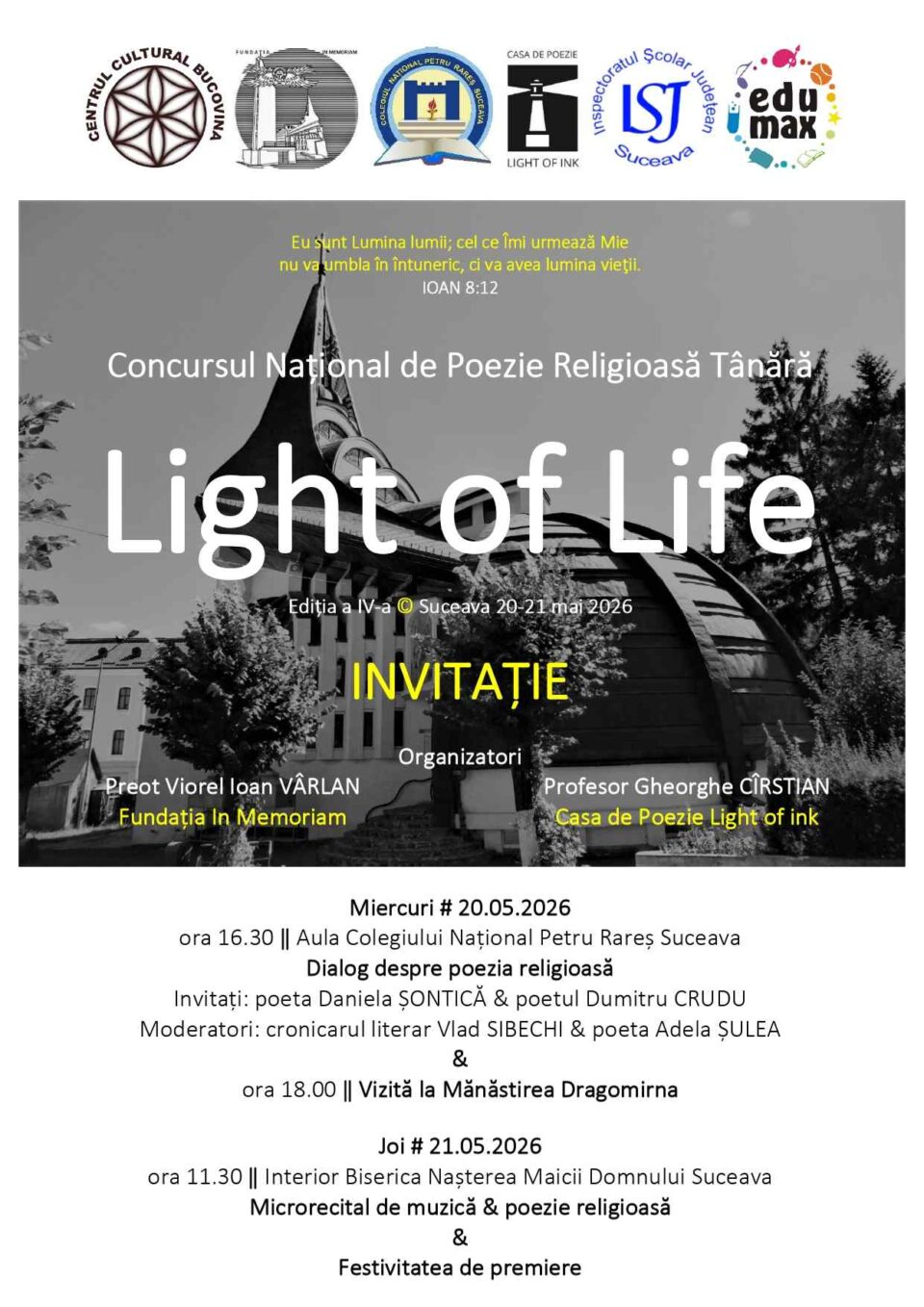 „Dialog despre poezia religioasă”, miercuri, la Colegiul „Petru Rareș” Suceava
