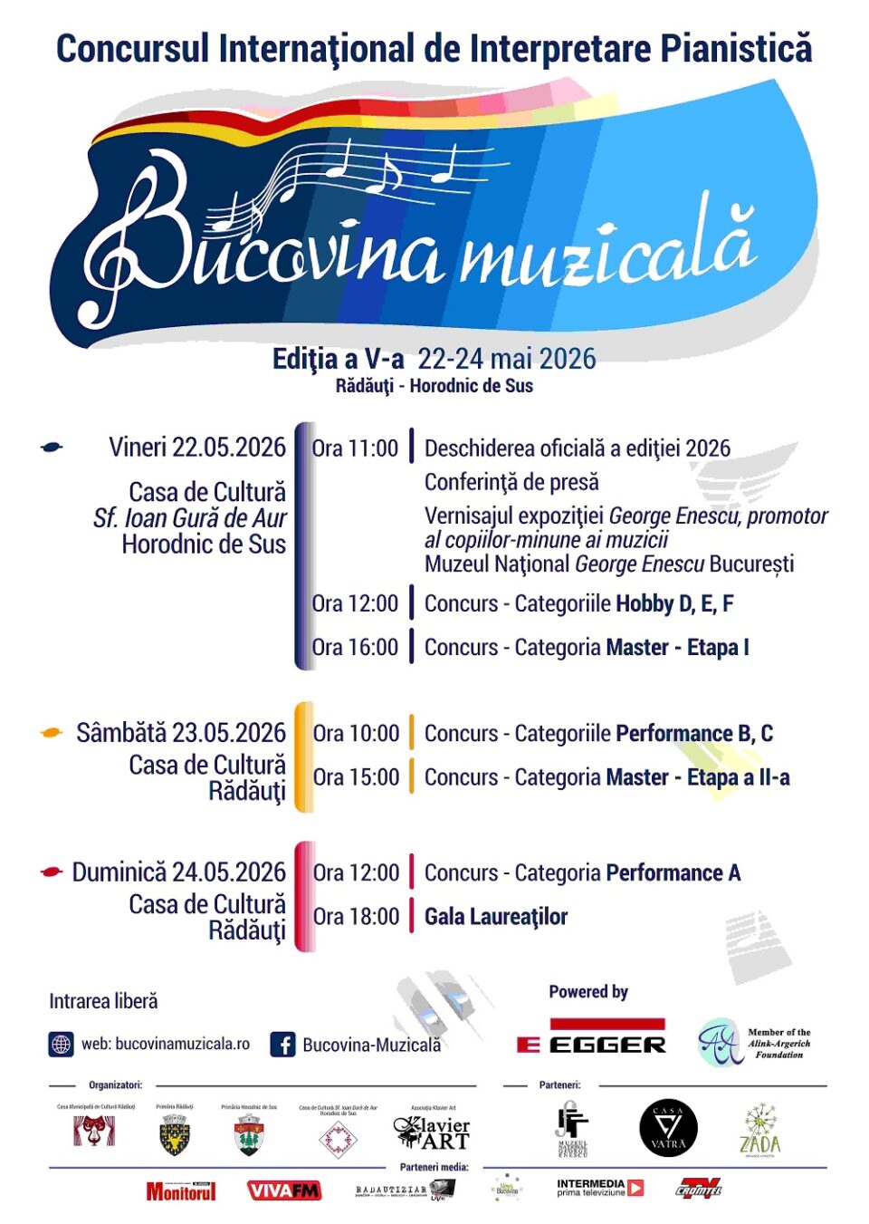 Concursul Internațional de Interpretare Pianistică „Bucovina Muzicală”, ediția a V-a, la Horodnic de Sus și Rădăuți