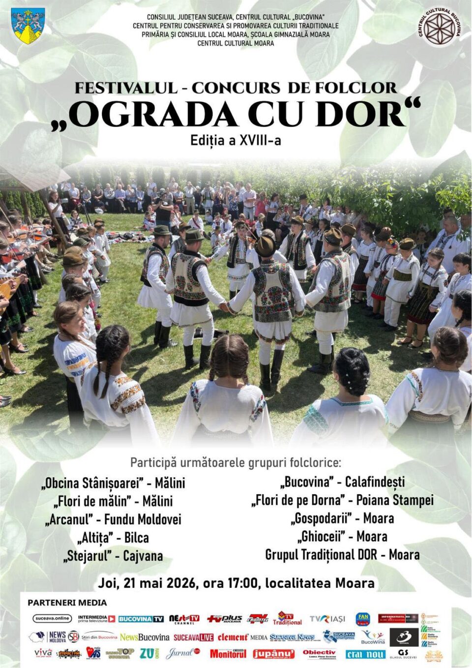 Festivalul-Concurs de Folclor „Ograda cu dor”, ediția a XVIII-a, la Centrul Cultural Moara