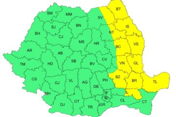 Cod galben de vânt în 11 județe, pentru ziua de miercuri