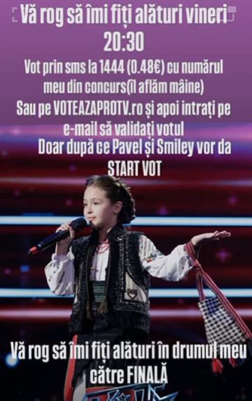 Daria Domnica Rusu, din Cajvana, în vârstă de 9 ani, are nevoie de votul publicului pentru a ajunge în finala „Românii au Talent”