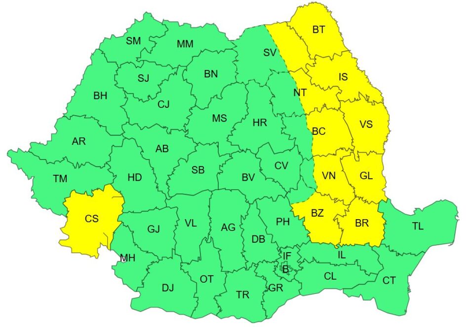 Cod galben de vânt până joi seara și vreme rea până sâmbătă inclusiv Cod galben de vânt până joi seara și vreme rea până sâmbătă inclusiv
