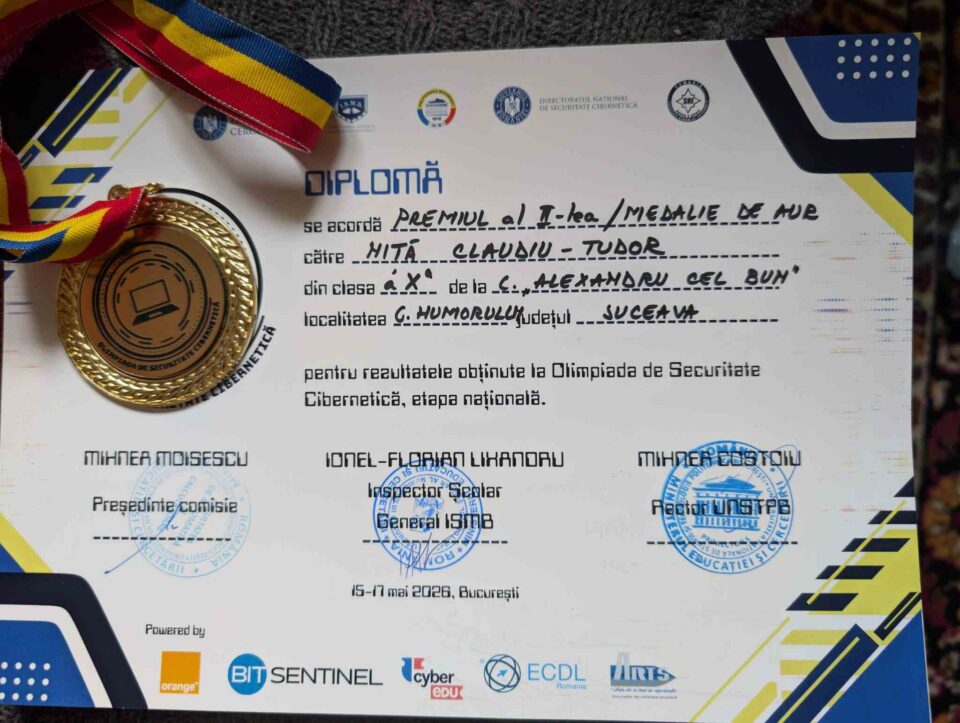 Performanțe remarcabile pentru elevi suceveni, la faza națională a Olimpiadei de Securitate Cibernetică
