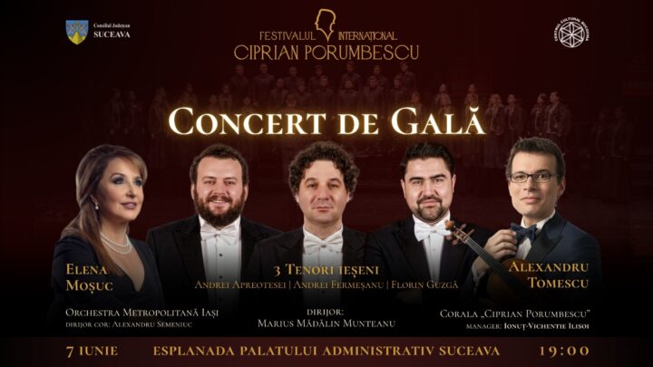 Concertul de Gală al Festivalului Internațional „Ciprian Porumbescu”, pe esplanada Palatului Administrativ Suceava