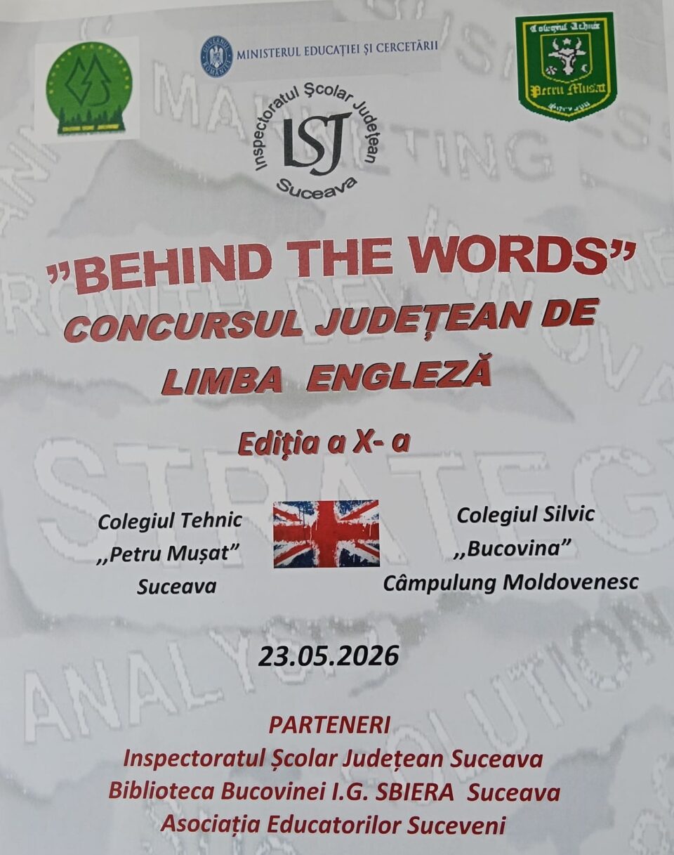 Concursul Județean de Limba Engleză „Behind the Words”, ediția a X-a, un eveniment dedicat performanței și comunicării interculturale