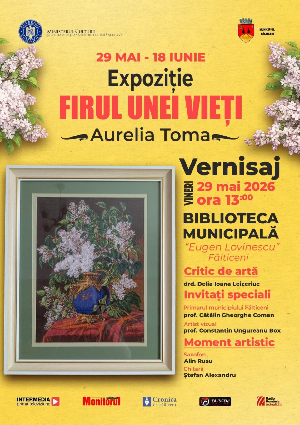 „Firul unei vieți” – povești cusute în goblen, expuse la Biblioteca „Eugen Lovinescu”