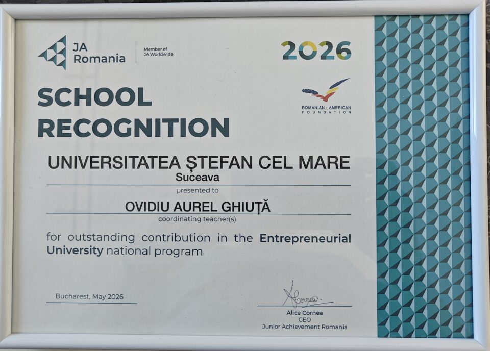 Dublă recunoaștere pentru USV: premiu în programul Entrepreneurial University și locul II la Gen-E 2026