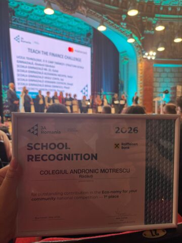 Două colegii din Rădăuți, premiate la Gala Junior Achievement de la Ateneul Român