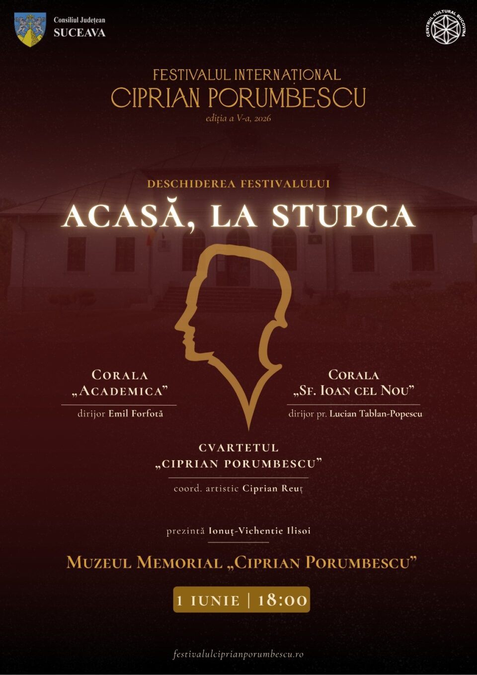 Festivalul Internațional „Ciprian Porumbescu” va debuta luni, primul eveniment fiind concertul „Acasă, la Stupca”