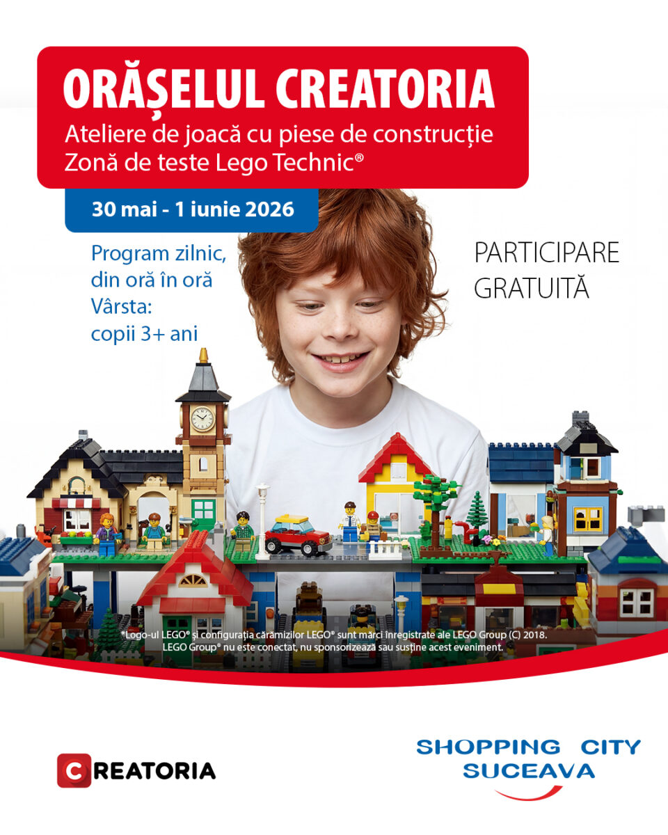 Trei zile de joacă și creativitate, de Ziua Copilului, la Shopping City Suceava